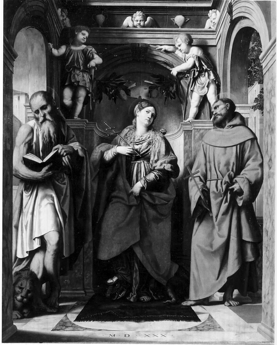 43-Santa Margherita d'Antiochia con San Gerolamo e San Francesco d'Assisi-brescia